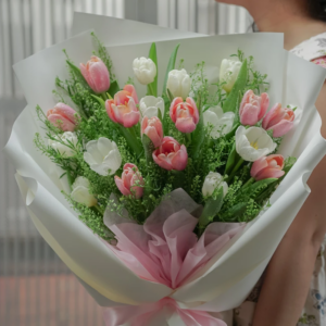 Hoa tulip hồng - Bó hoa tulip hồng tặng sinh nhật người yêu, tặng sếp - Hình ảnh 3